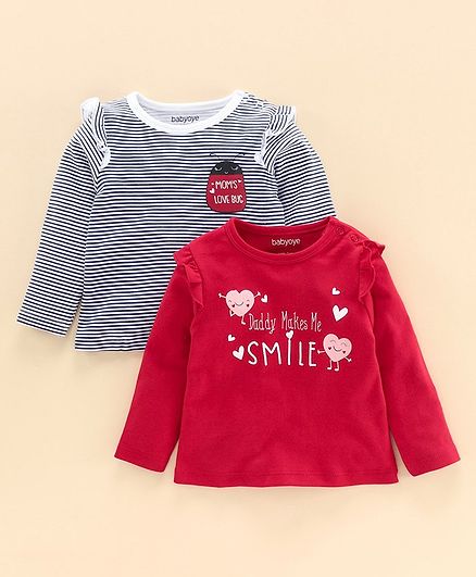 Babyoye Full Sleeves T Shirt Pack of 2 - Red, Black & White