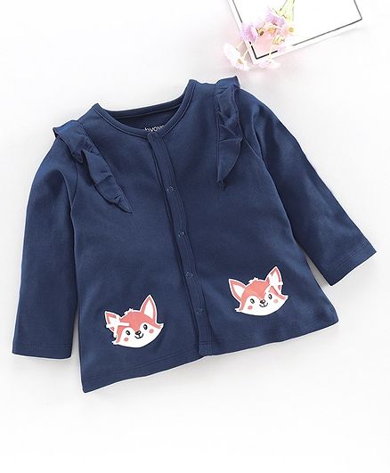Babyoye Full Sleeves Jhabla Animal Print - Navy