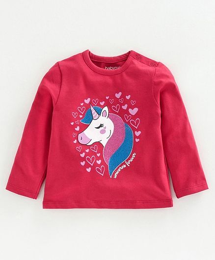 Babyoye Full Sleeves Unicorn Print - Pink
