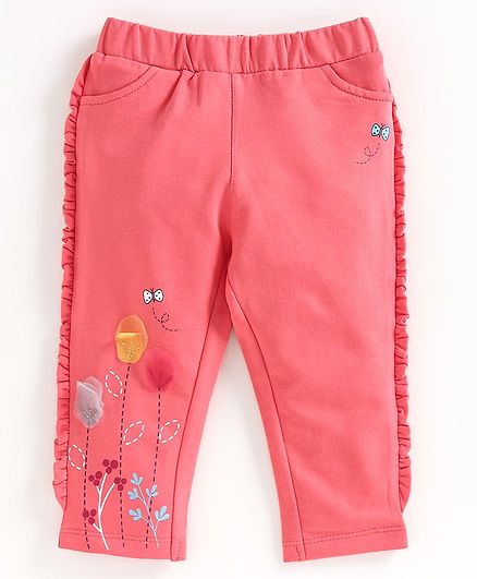 Babyoye Full Length Jeggings Floral Print - Pink