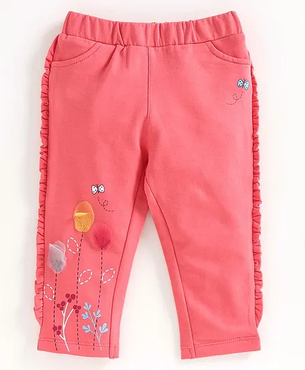 Babyoye Full Length Jeggings Floral Print - Pink