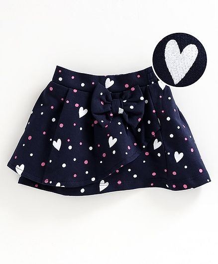 Babyoye Cotton Skirt Bow Applique - Navy Blue
