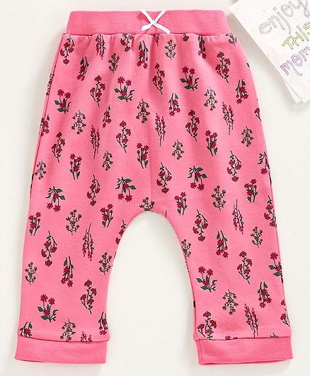 Babyhug Full Length Diaper Leggings Floral Print - Pink