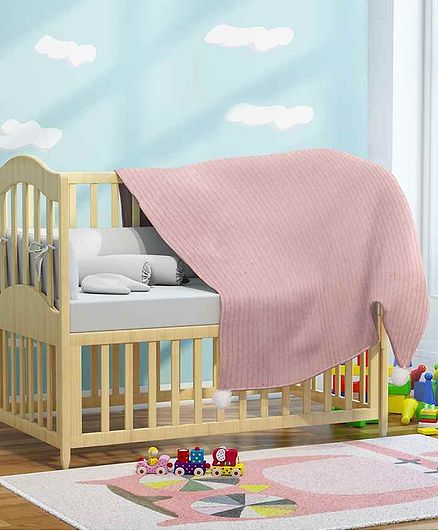 Pluchi Jigglypuff Organic Cotton Knitted Throw Blanket with Pom Pom - Pink