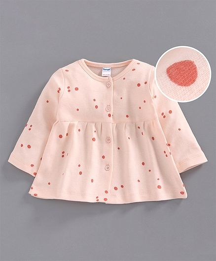 Tango Full Sleeves Polka Dot Frock - Peach