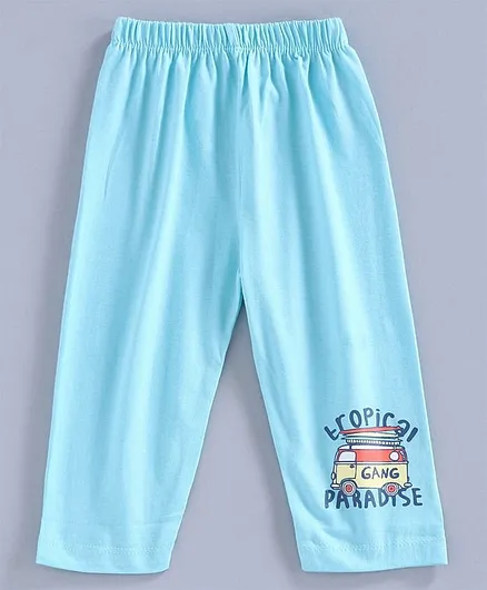 Tango Full Length Lounge Pant Tropical Paradise Print - Sky Blue