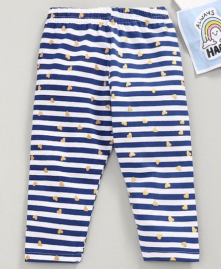Babyhug Full Length Leggings Stripes Print - White
