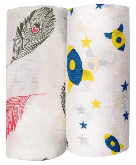 Chotto Cotton Muslin Baby Swaddle Pack of 2 - White
