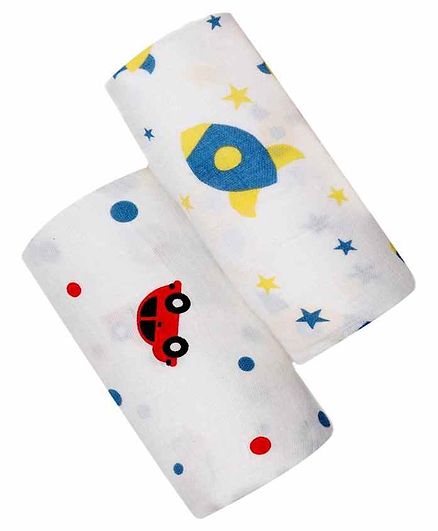 Chotto Cotton Muslin Baby Swaddle Pack of 2 - White