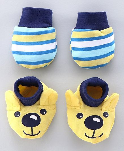 Babyoye Mittens and Booties Set - Blue Yellow