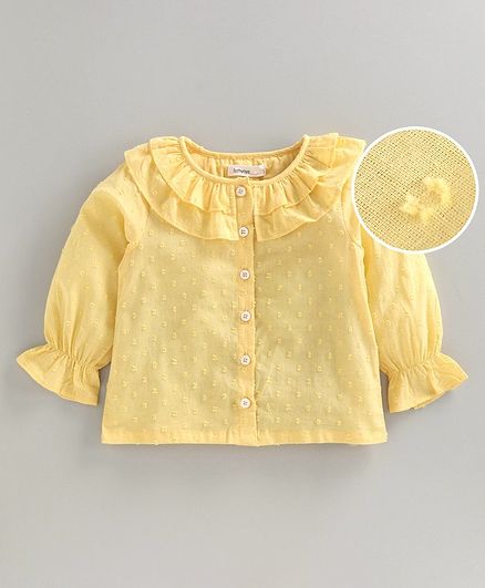 Babyoye Full Sleeves Top With Frill Detailing - Yellow