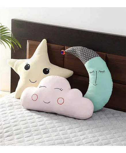 Oscar Home Moon & Cloud Shape Cushion Pack of 3 - Pink Blue