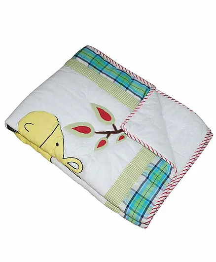 Oscar Home Baby Quilt Giraffe Print - White Blue