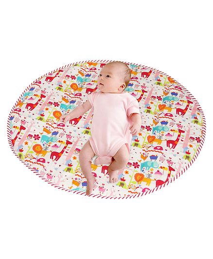 Oscar Home Animal Printed Cotton Play Mat - Pink