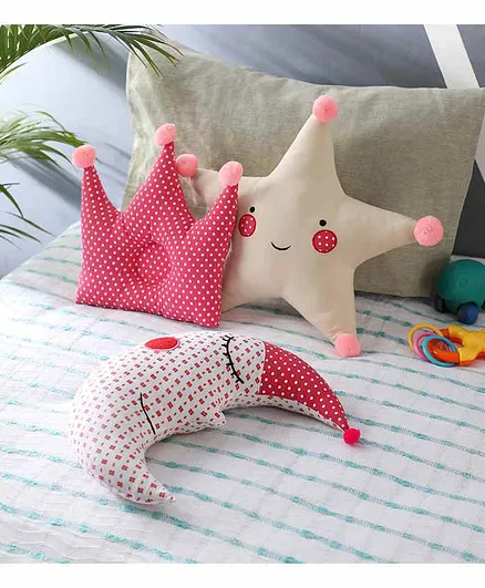 Oscar Home Star & Moon Shaped Cushion Pack of 3 - White Pink