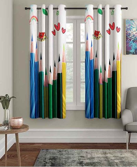 Muren Digital Printed Door Curtains Pack of 2 - Multicolor