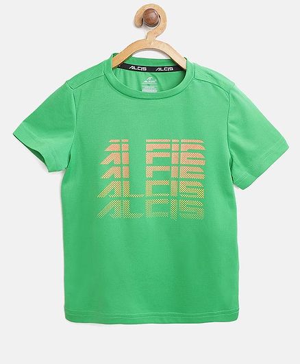 Alcis Logo Print Detailing Half Sleeves Tee - Green