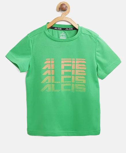Alcis Logo Print Detailing Half Sleeves Tee - Green