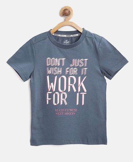Alcis Half Sleeves Quote Print Detailing Tee - Blue