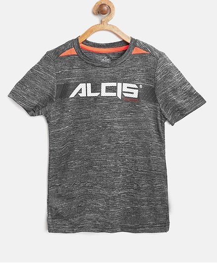 Alcis Logo Print Detailing Half Sleeves Tee - Grey