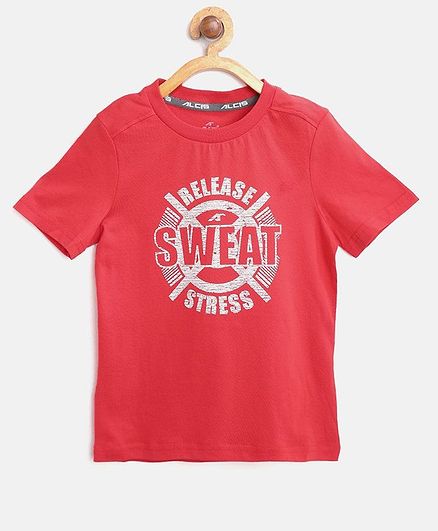 Alcis Half Sleeves Sweat Printed Tee - Red