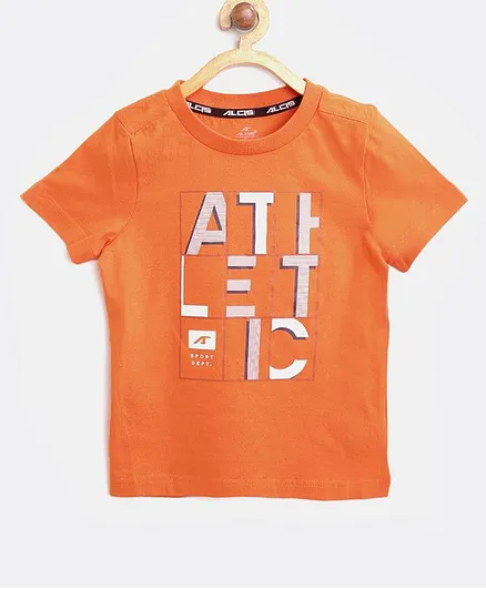 Alcis Half Sleeves Athletic Printed Tee - Orange