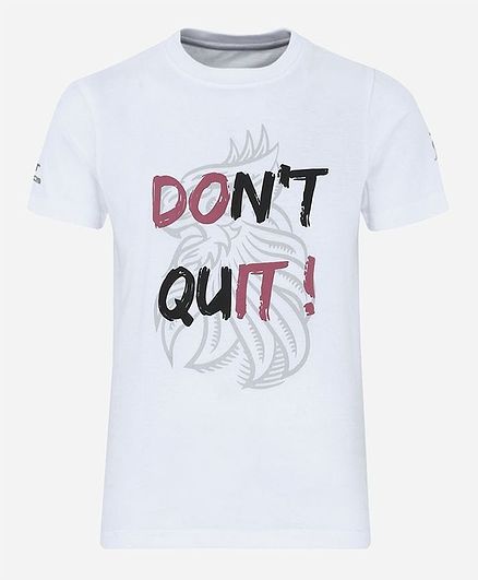 Alcis Half Sleeves Don't Quit Printed Tee - White