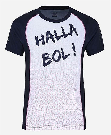 Alcis Raglan Half Sleeves Halla Bol Printed Tee - Blue & White