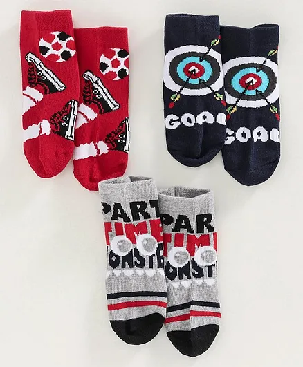 Bonjour Ankle Length Socks Pack of 3 - Multicolor