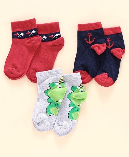 Mustang Ankle Length Socks Pack of 3 - Multicolor