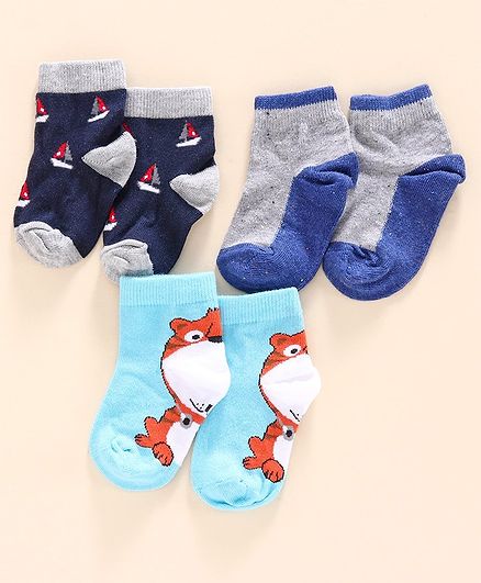 Mustang Ankle Length Socks Pack of 3 - Multicolor