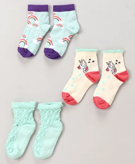 Mustang Ankle Length Socks Multidesign Pack of 3 - Orange Pink Grey