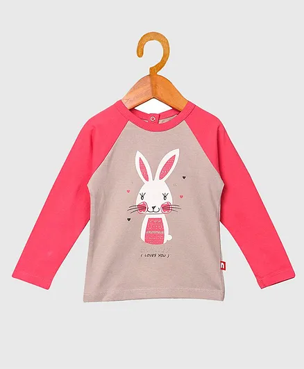Nino Bambino Bunny Print Full Sleeves Tee - Pink