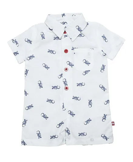 Nino Bambino Printed Half Sleeves Romper - White