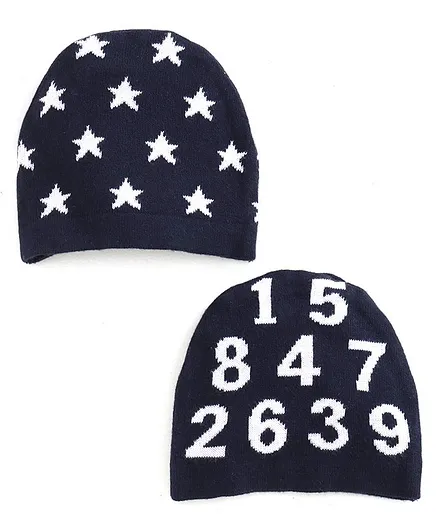 Simply Baby Caps Multi Design Set of 2 Navy Blue - Diameter 9.5 cm