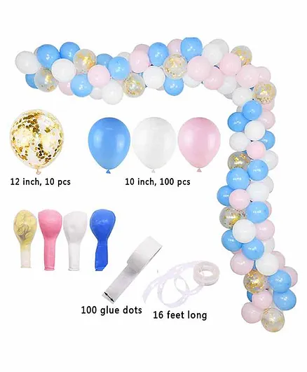 Party Propz Balloons Golden Pink Blue - 112 Pieces