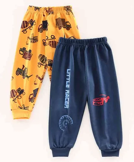 Teddy Full Length Printed Lounge Pant Pack of 2 - Yellow Blue