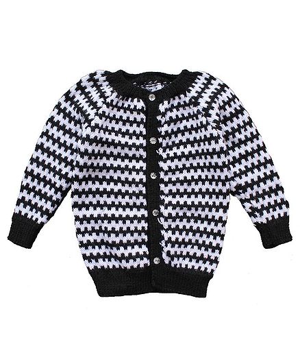 Woonie Full Sleeves Zig Zag Design Sweater - Black