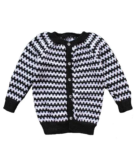 Woonie Full Sleeves Zig Zag Design Sweater - Black