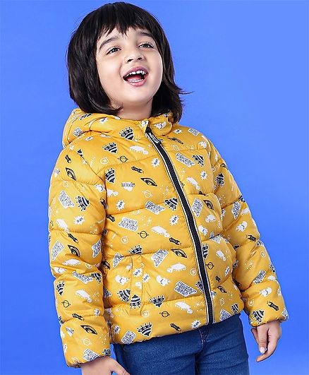 Kookie Kids Full Sleeve Jacket UFO Print - Yellow