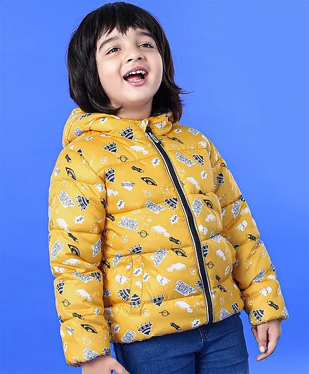 Kookie Kids Full Sleeve Jacket UFO Print - Yellow
