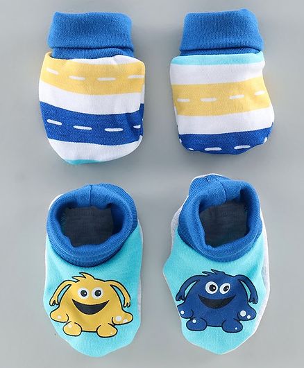 Babyoye Mittens and Booties Set - Blue