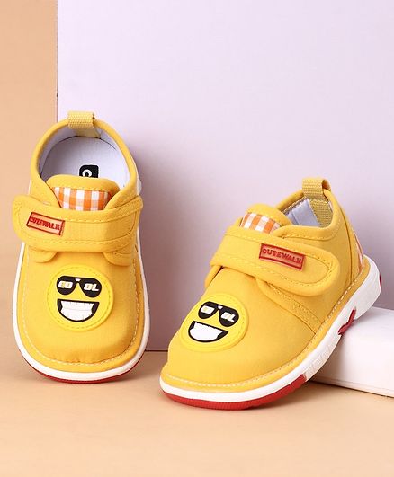 Cute Walk by Babyhug Casual Shoes Smiley Patch - Yellow