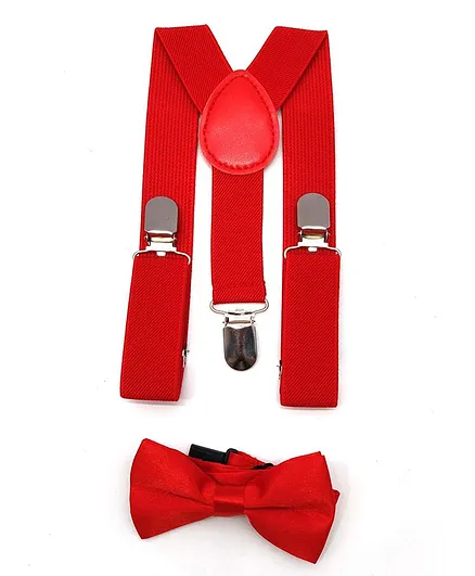 Kid-O-World Solid Suspender With Bow - Red