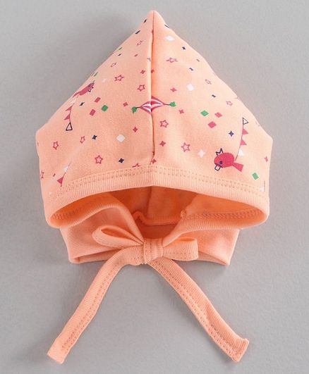 Child World Cap with Tie Knot Closure Peach - Diameter 8 cm