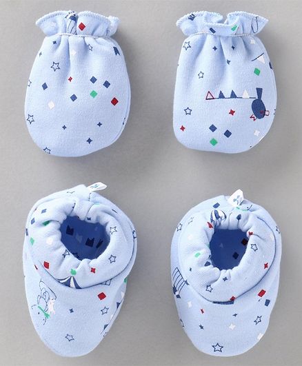 Child World Mittens and Booties Set - Blue