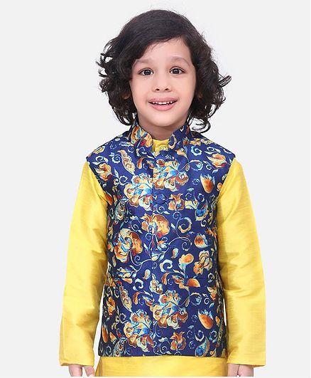 Lilpicks Couture Sleeveless Floral Print Nehru Jacket - Blue