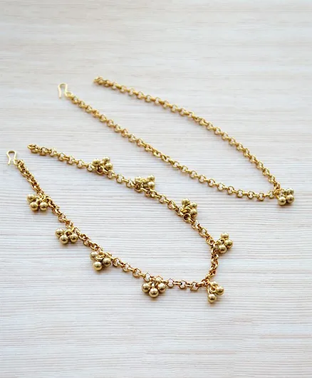 Pretty Ponytails Pack Of 2 Ghungroo Detailing Anklet - Gold