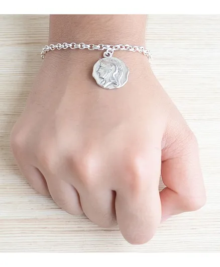 Pretty Ponytails Prince Embossed Medallion Coin Bracelet - Silver