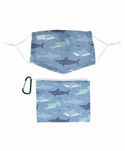 Stephen Joseph Mask with Pouch Shark Print - Blue
